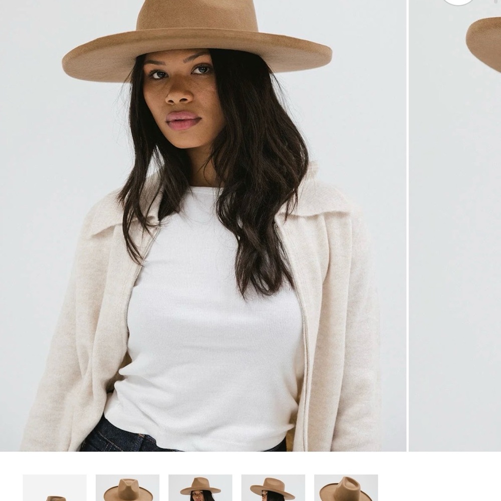 GIGI PIP Wide-Brim Felt Fedora in Tan